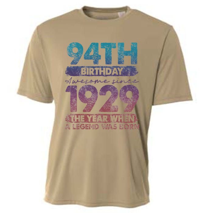 Vintage 1929 94 Year Old Gifts Limited Edition 94th Birthday Cooling Performance Crew T-Shirt