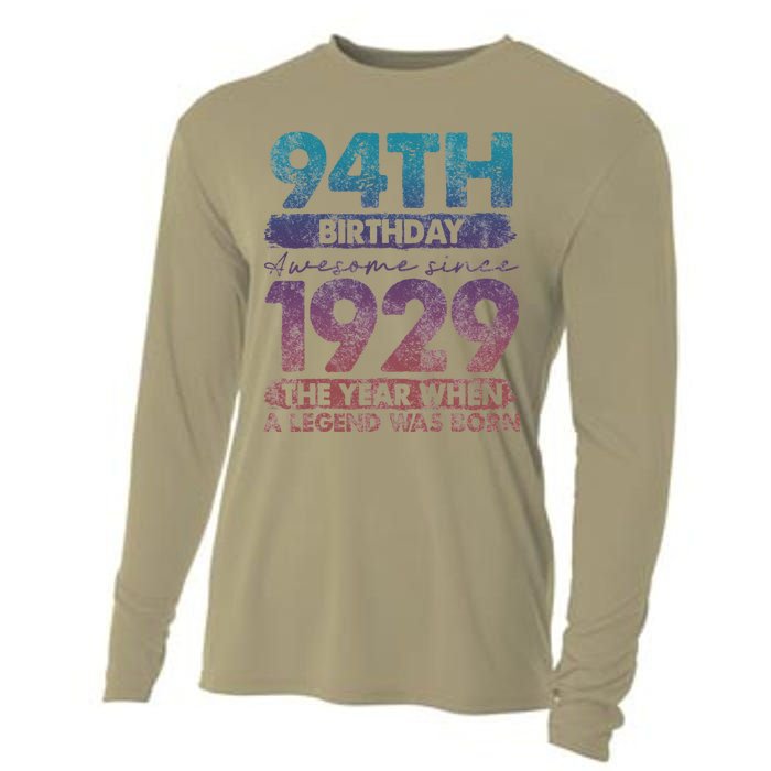 Vintage 1929 94 Year Old Gifts Limited Edition 94th Birthday Cooling Performance Long Sleeve Crew