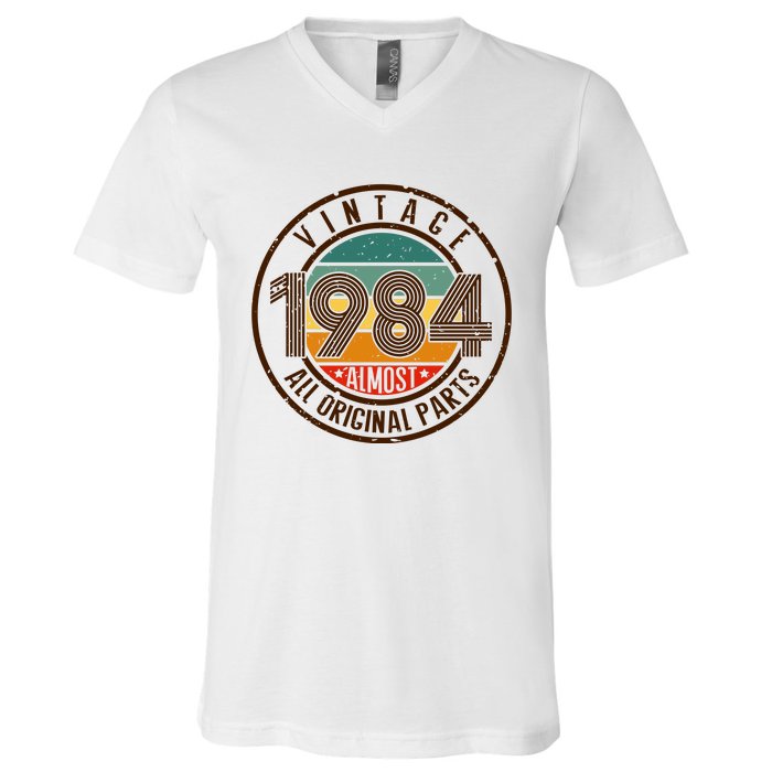 Vintage 1984 All Original Parts Vintage Birthday Gift Idea V-Neck T-Shirt