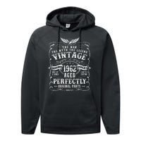 Vintage 1962 Aged 60 Years Man Myth Legend 60th Birthday Performance Fleece Hoodie