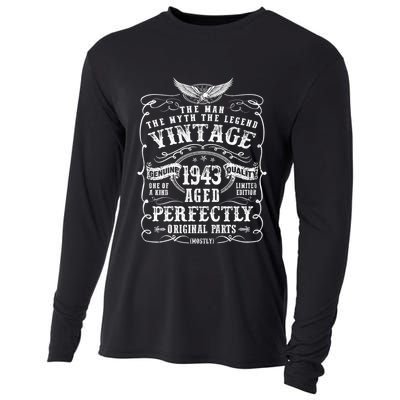 Vintage 1943 Aged 80 Years Man Myth Legend 80th Birthday Cooling Performance Long Sleeve Crew
