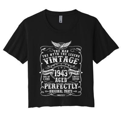 Vintage 1943 Aged 80 Years Man Myth Legend 80th Birthday Crop Top