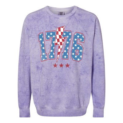 Vintage 1776 American Flag With Stars Colorblast Crewneck Sweatshirt