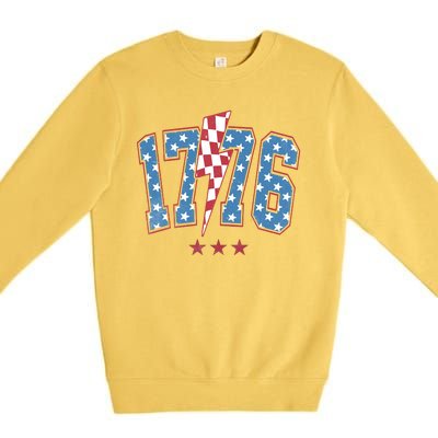 Vintage 1776 American Flag With Stars Premium Crewneck Sweatshirt