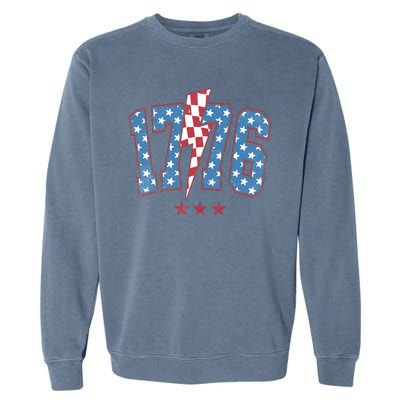 Vintage 1776 American Flag With Stars Garment-Dyed Sweatshirt