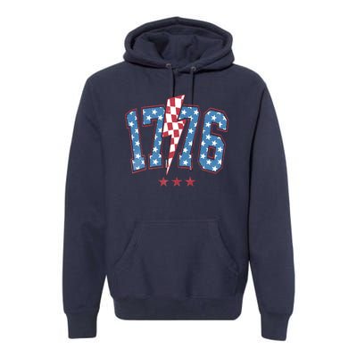 Vintage 1776 American Flag With Stars Premium Hoodie