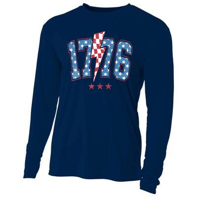 Vintage 1776 American Flag With Stars Cooling Performance Long Sleeve Crew