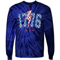 Vintage 1776 American Flag With Stars Tie-Dye Long Sleeve Shirt