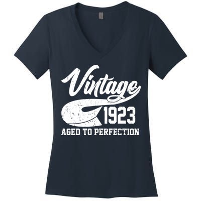 Vintage 1923 Aged To Perfection 100th Birthday Women's V-Neck T-Shirt