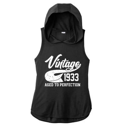 Vintage 1933 Aged To Perfection 90th Birthday Ladies PosiCharge Tri-Blend Wicking Draft Hoodie Tank