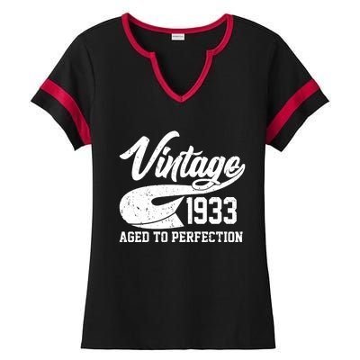 Vintage 1933 Aged To Perfection 90th Birthday Ladies Halftime Notch Neck Tee