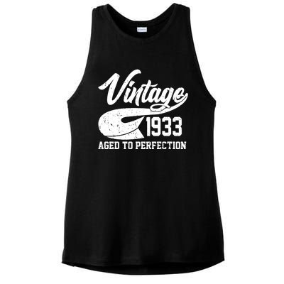 Vintage 1933 Aged To Perfection 90th Birthday Ladies PosiCharge Tri-Blend Wicking Tank