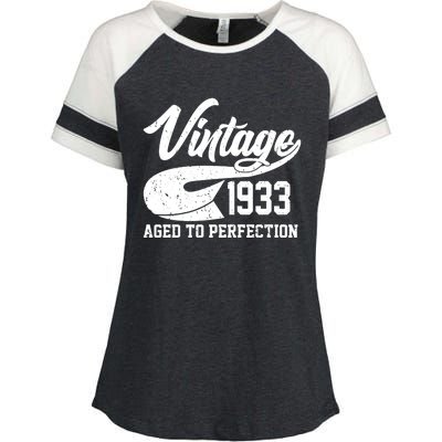 Vintage 1933 Aged To Perfection 90th Birthday Enza Ladies Jersey Colorblock Tee