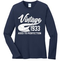 Vintage 1933 Aged To Perfection 90th Birthday Ladies Long Sleeve Shirt