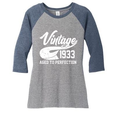 Vintage 1933 Aged To Perfection 90th Birthday Women's Tri-Blend 3/4-Sleeve Raglan Shirt