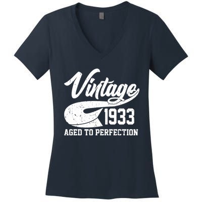 Vintage 1933 Aged To Perfection 90th Birthday Women's V-Neck T-Shirt