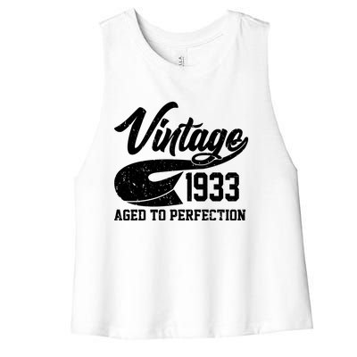 Vintage 1933 Aged To Perfection 90th Birthday Women's Racerback Cropped Tank