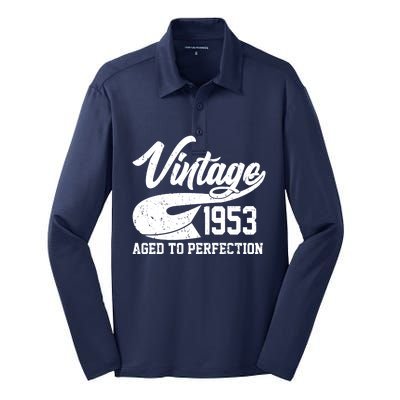 Vintage 1953 Aged To Perfection 70th Birthday Silk Touch Performance Long Sleeve Polo