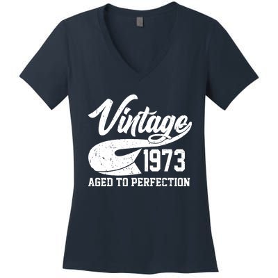 Vintage 1973 Aged To Perfection 50th Birthday Women's V-Neck T-Shirt