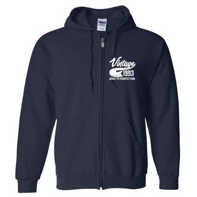 Vintage 1993 Aged To Perfection 30th Birthday Full Zip Hoodie