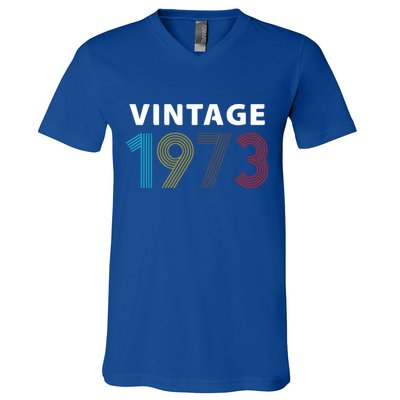 Vintage 1973 Birthday Gift For Mum Grandpa V-Neck T-Shirt