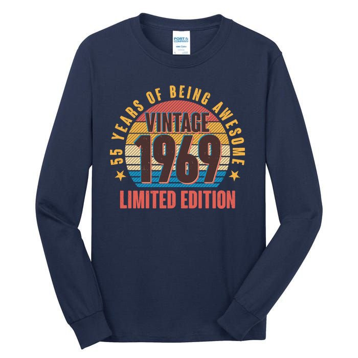 Vintage 1969 Birthday 55 Years Of Being Awesome Limited Edition Tall Long Sleeve T-Shirt