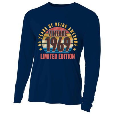 Vintage 1969 Birthday 55 Years Of Being Awesome Limited Edition Cooling Performance Long Sleeve Crew