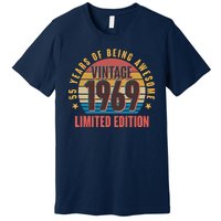 Vintage 1969 Birthday 55 Years Of Being Awesome Limited Edition Premium T-Shirt