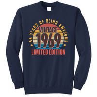 Vintage 1969 Birthday 55 Years Of Being Awesome Limited Edition Tall Sweatshirt