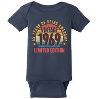 Vintage 1969 Birthday 55 Years Of Being Awesome Limited Edition Baby Bodysuit