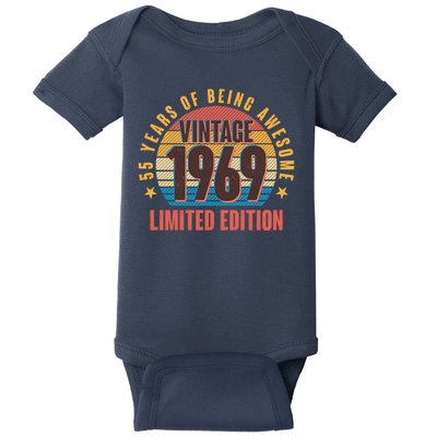 Vintage 1969 Birthday 55 Years Of Being Awesome Limited Edition Baby Bodysuit