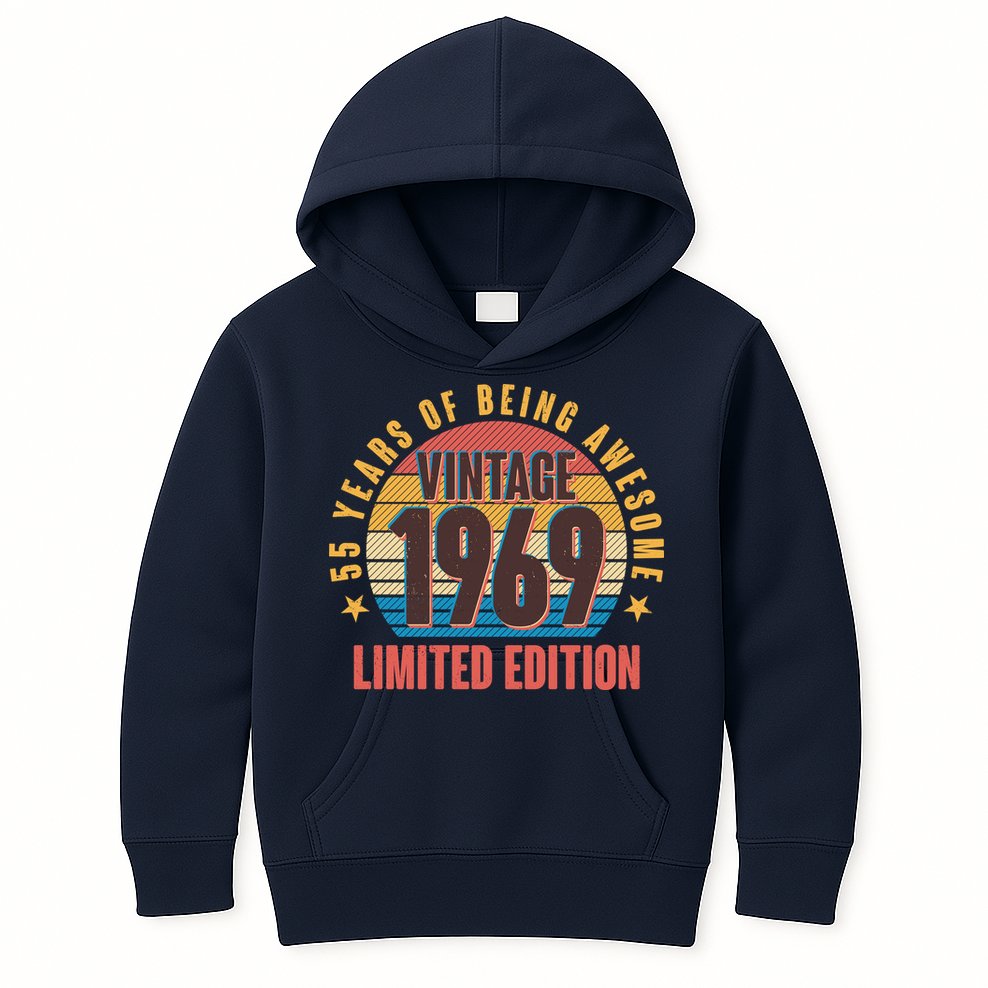 Vintage 1969 Birthday 55 Years Of Being Awesome Limited Edition Kids Hoodie