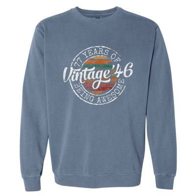 Vintage 1946 Bday Stamp 77th Birthday Gifts 77 Year Old Garment-Dyed Sweatshirt