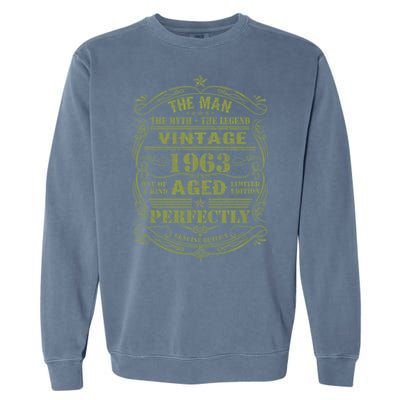 Vintage 1963 Birthday Gift The Myth Legends Gift Garment-Dyed Sweatshirt