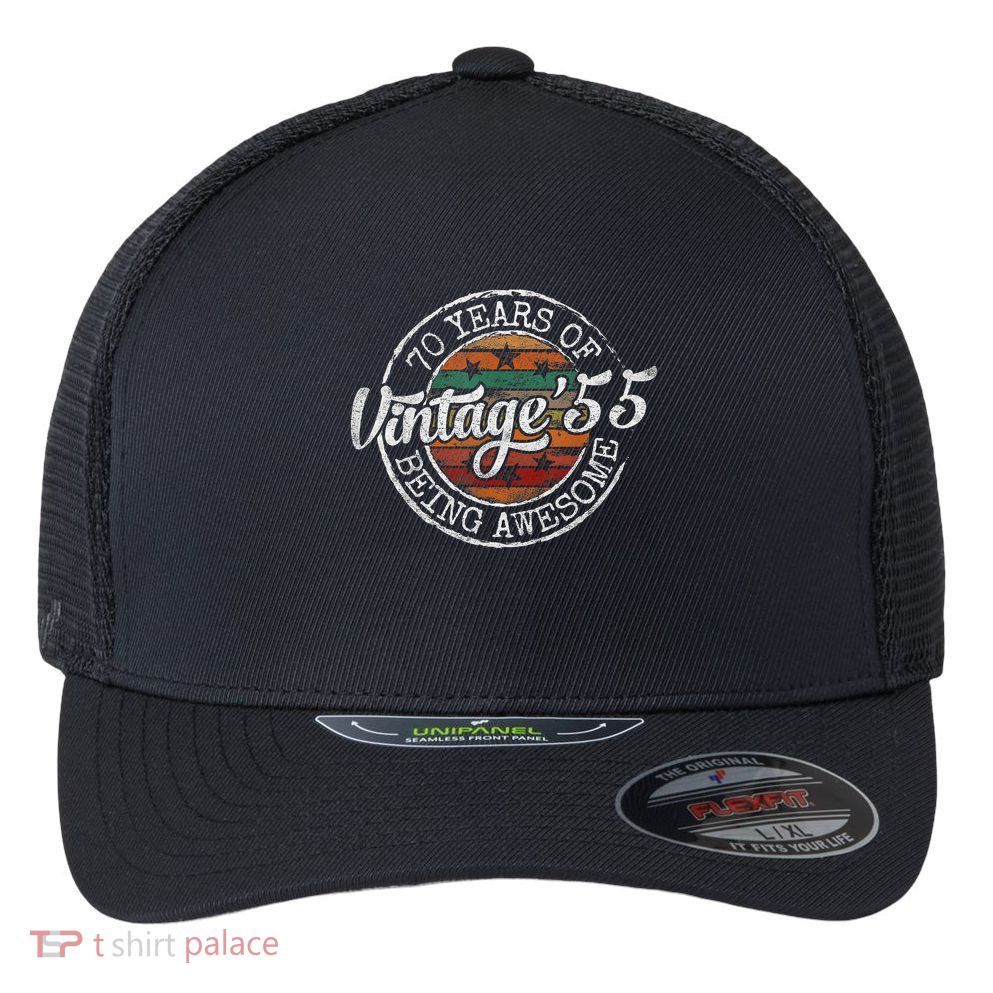 Vintage 1955 Bday Stamp 70th Birthday 70 Year Old Flexfit Unipanel Trucker Cap