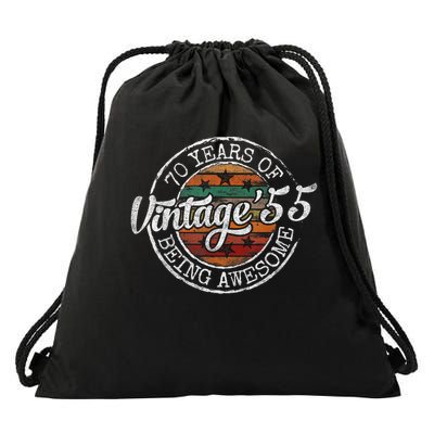 Vintage 1955 Bday Stamp 70th Birthday 70 Year Old Drawstring Bag