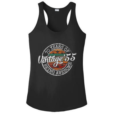 Vintage 1955 Bday Stamp 70th Birthday 70 Year Old Ladies PosiCharge Competitor Racerback Tank