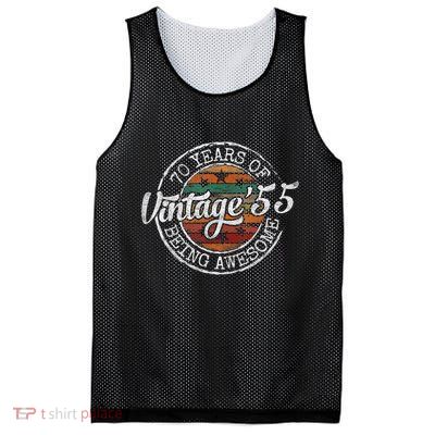 Vintage 1955 Bday Stamp 70th Birthday 70 Year Old Mesh Reversible Basketball Jersey Tank