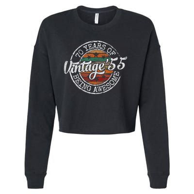 Vintage 1955 Bday Stamp 70th Birthday 70 Year Old Cropped Pullover Crew