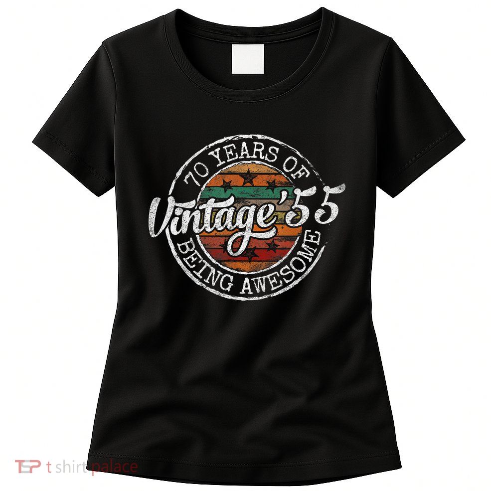 Vintage 1955 Bday Stamp 70th Birthday 70 Year Old Womens T-Shirt