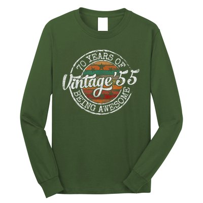 Vintage 1955 Bday Stamp 70th Birthday 70 Year Old Long Sleeve Shirt