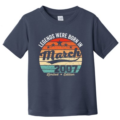 Vintage 16th Birthday Legends Were Born In March 2007 Toddler T-Shirt