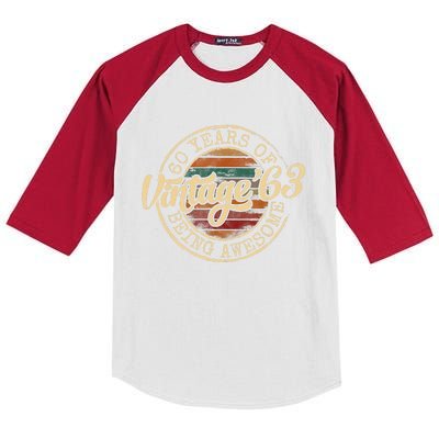 Vintage 1963 Bday Stamp 60th Birthday Gifts 60 Year Old Kids Colorblock Raglan Jersey