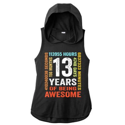 Vintage 13th Birthday Shirt Gift 13 Years Old Being Awesome Ladies PosiCharge Tri-Blend Wicking Draft Hoodie Tank