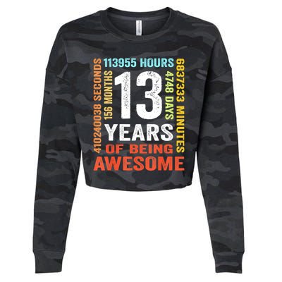 Vintage 13th Birthday Shirt Gift 13 Years Old Being Awesome Cropped Pullover Crew