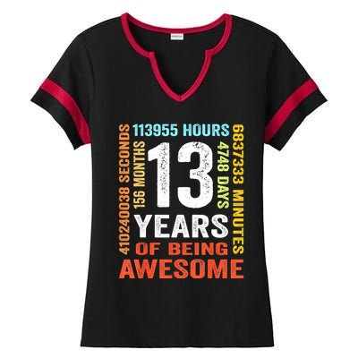 Vintage 13th Birthday Shirt Gift 13 Years Old Being Awesome Ladies Halftime Notch Neck Tee