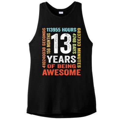 Vintage 13th Birthday Shirt Gift 13 Years Old Being Awesome Ladies PosiCharge Tri-Blend Wicking Tank