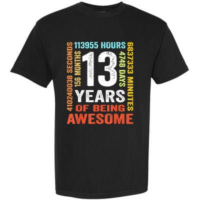 Vintage 13th Birthday Shirt Gift 13 Years Old Being Awesome Garment-Dyed Heavyweight T-Shirt