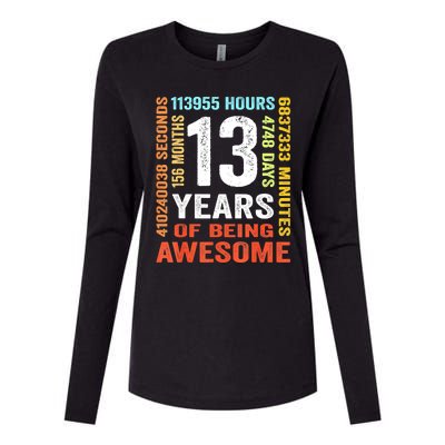 Vintage 13th Birthday Shirt Gift 13 Years Old Being Awesome Womens Cotton Relaxed Long Sleeve T-Shirt