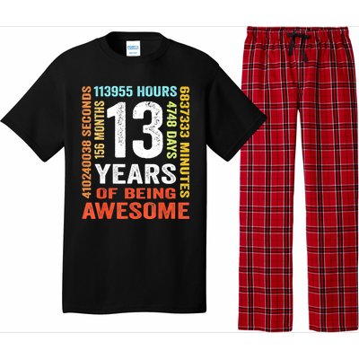 Vintage 13th Birthday Shirt Gift 13 Years Old Being Awesome Pajama Set